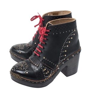 NEW Burberry Italy Riveted Studded Leather Heeled Clog Ankle Boots SOLDOUT $1295